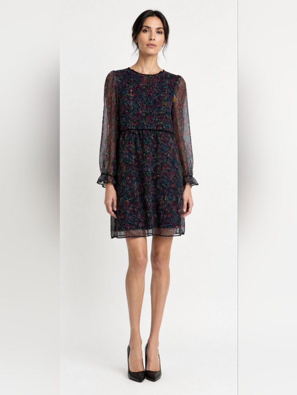Loft Paisley Sheer Whimsical Bohemia Bounce Hem Dress- Size: XS Petite